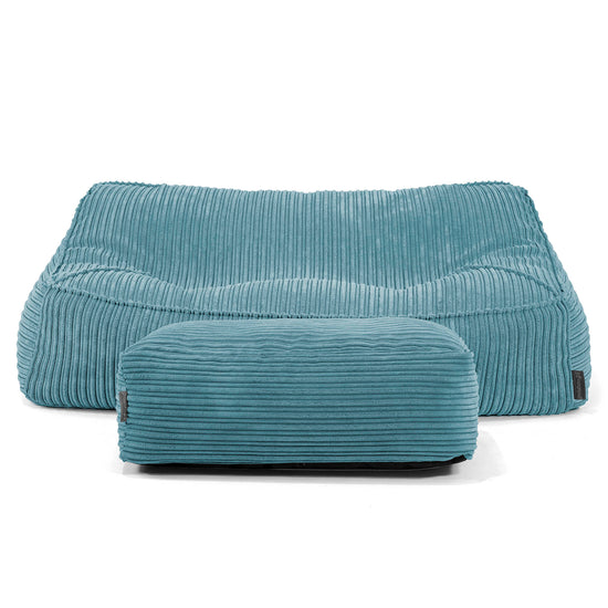 Pouf Divano Sloucher - Velluto a Coste Egeo Blu 01