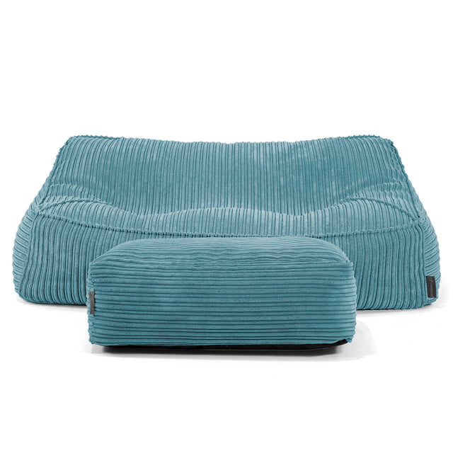 Pouf Divano Sloucher - Velluto a Coste Egeo Blu 01
