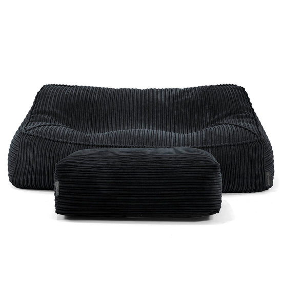 Pouf Divano Sloucher - Velluto a Coste Nero 01