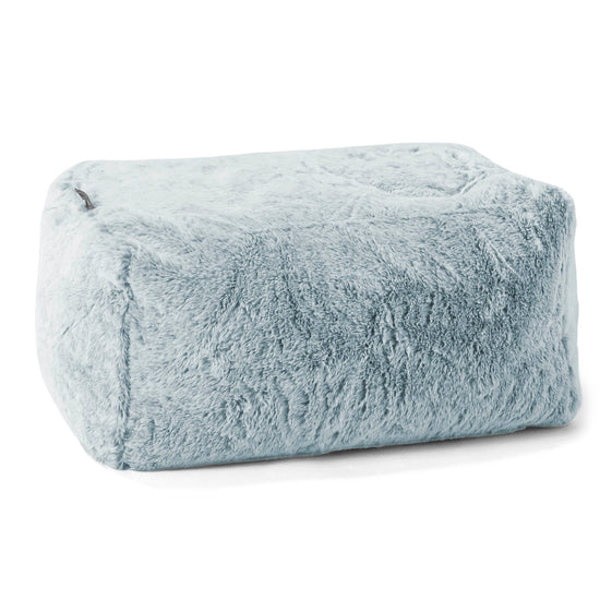 Pouf Poggiapiedi - Eco-pelliccia di Coniglio Azzurro Polvere 01