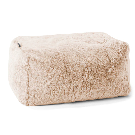 Pouf Poggiapiedi - Eco-pelliccia di Coniglio Bianco 01