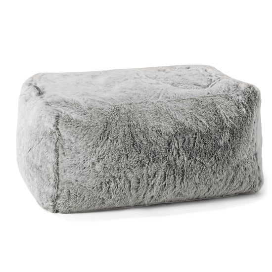 Pouf Poggiapiedi - Eco-pelliccia di Coniglio Grigio Chiaro 01