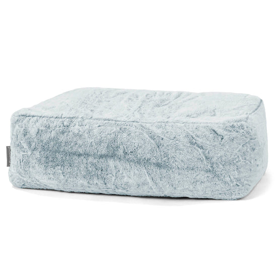 Pouf Poggiapiedi Gigante - Eco-pelliccia di Coniglio Azzurro Polvere 01
