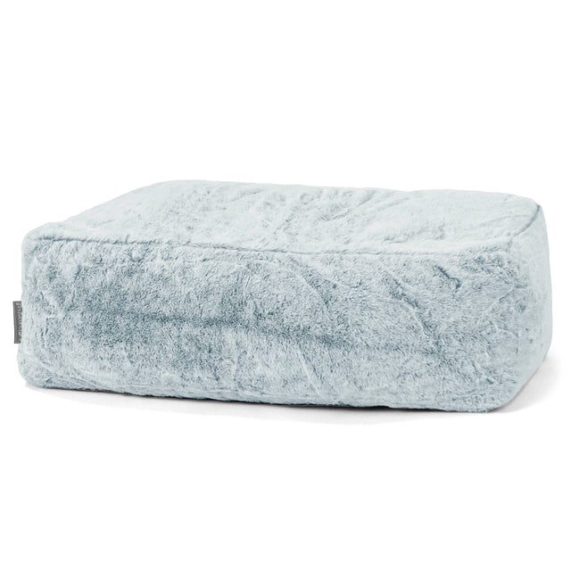 Pouf Poggiapiedi Gigante - Eco-pelliccia di Coniglio Azzurro Polvere 01