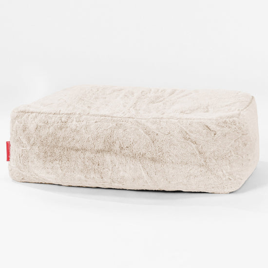 Pouf Poggiapiedi Gigante - Eco-pelliccia di Coniglio Bianco 01
