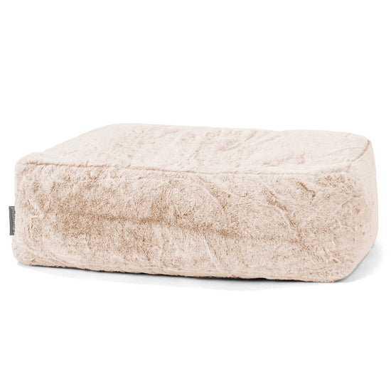 Pouf Poggiapiedi Gigante - Eco-pelliccia di Coniglio Bianco 01