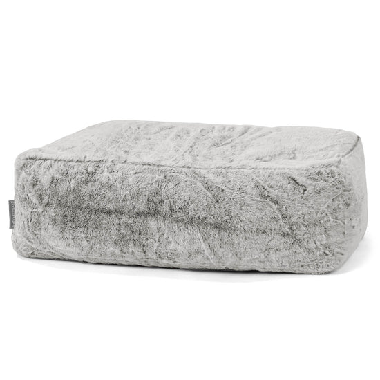 Pouf Poggiapiedi Gigante - Eco-pelliccia di Coniglio Grigio Chiaro 01