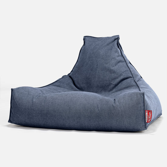 Pouf Poltrona Relax Sacco - Denim Effetto Consumato Navy 01