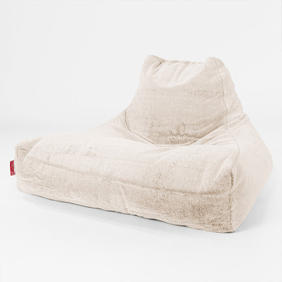 Pouf Poltrona Relax XXL, Sacco - Eco-pelliccia di Coniglio Bianco 01