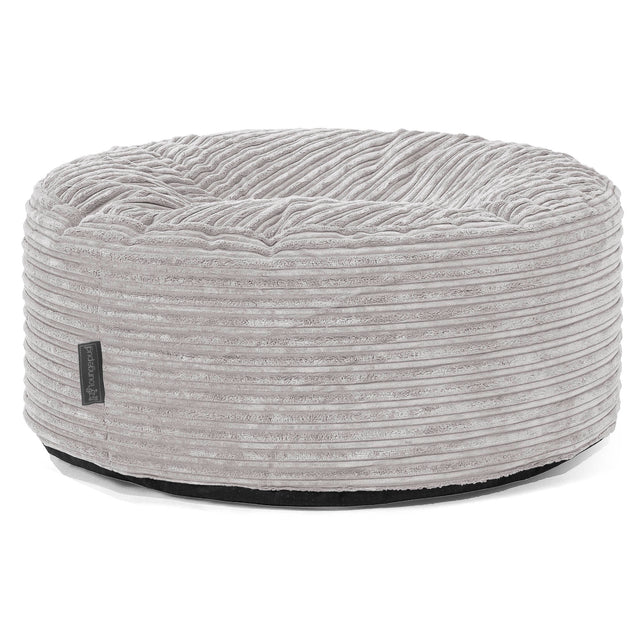 Pouf Rotondo - Velluto a Coste Alluminio Argento 01