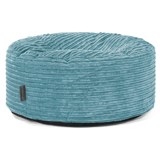 Pouf Rotondo - Velluto a Coste Egeo Blu 01
