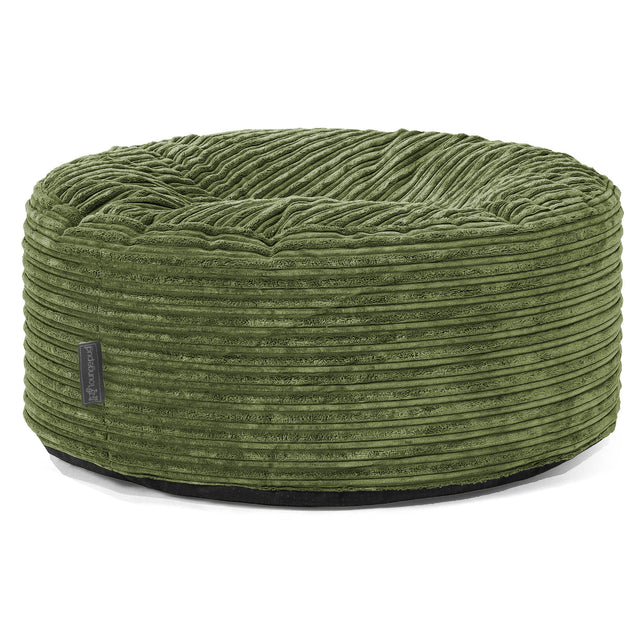 Pouf Rotondo - Velluto a Coste Verde Foresta 01