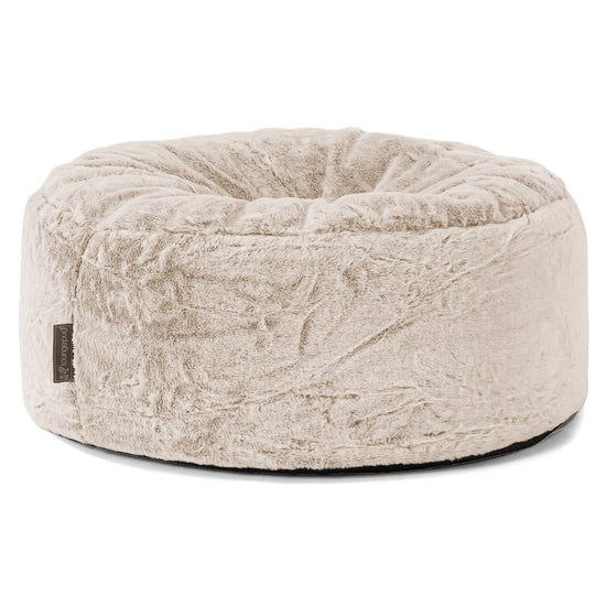 Pouf Rotondo - Eco-pelliccia di Coniglio Marrone dorato 01