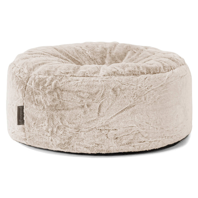 Pouf Rotondo - Eco-pelliccia di Coniglio Marrone dorato 01