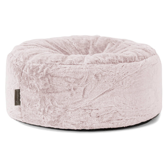 Pouf Rotondo - Eco-pelliccia di Coniglio Rosa Antico 01