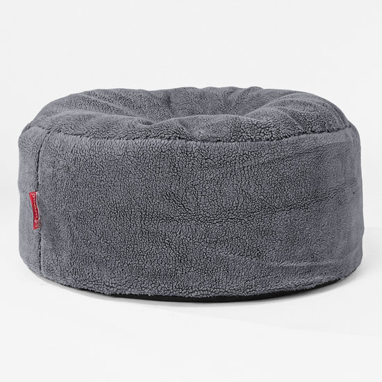 Pouf Rotondo - Eco-pelliccia Orsacchiotto Grigio scuro 01