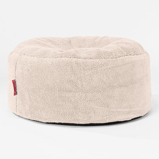 Pouf Rotondo - Eco-pelliccia Orsacchiotto Panna 01