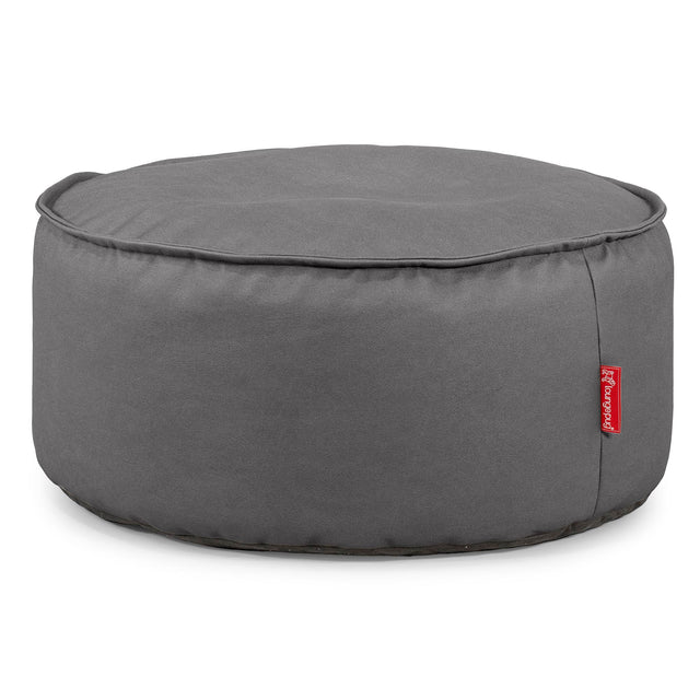 Pouf Rotondo - Pelle Vegana Grigio 01