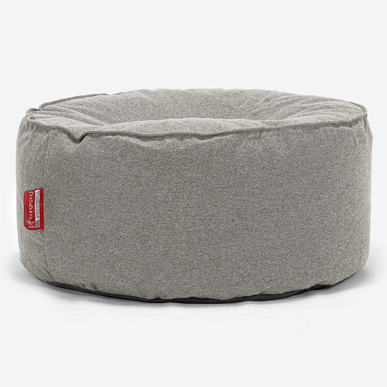 Pouf Rotondo - Tessuto in Lana Interalli Argento 01