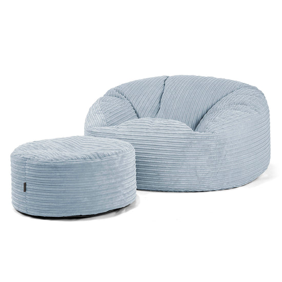 Pouf Sacco Gigante 'Mammut' - Velluto a Coste Bebè Blu 04
