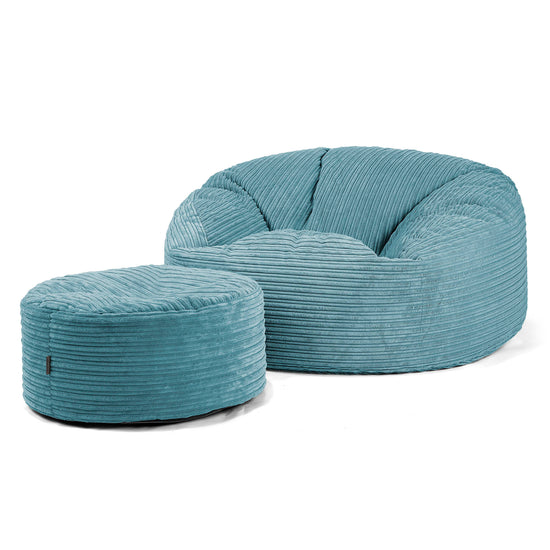 Pouf Sacco Gigante 'Mammut' - Velluto a Coste Egeo Blu 04