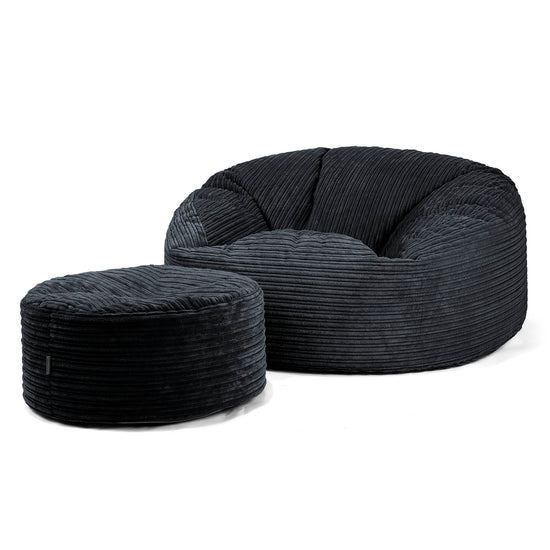 Pouf Sacco Gigante 'Mammut' - Velluto a Coste Nero 04