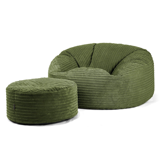 Pouf Sacco Gigante 'Mammut' - Velluto a Coste Verde Foresta 04