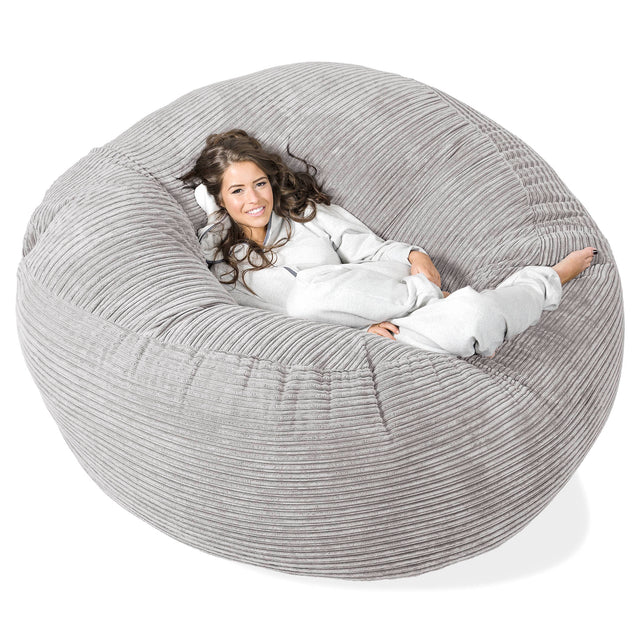 Pouf Sacco Gigante XXXL 'Mega Mammut' - Velluto a Coste Alluminio Argento 01