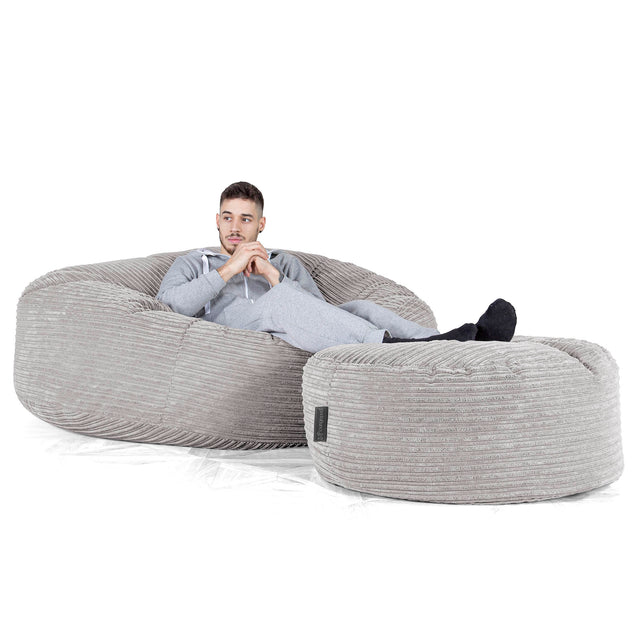 Pouf Sacco Gigante XXXL 'Mega Mammut' - Velluto a Coste Alluminio Argento 02