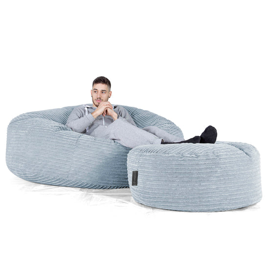 Pouf Sacco Gigante XXXL 'Mega Mammut' - Velluto a Coste Bebè Blu 02