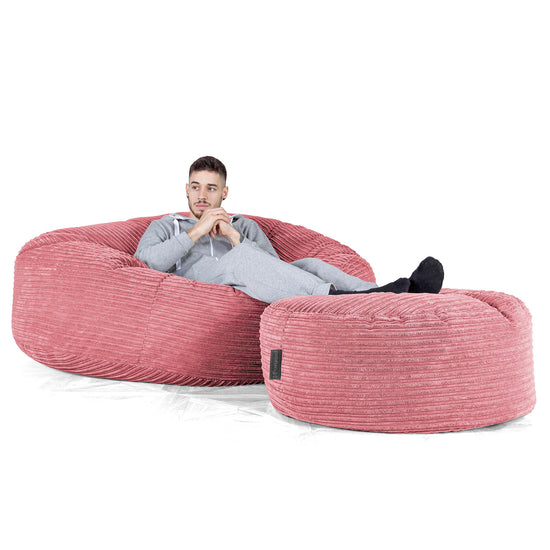 Pouf Sacco Gigante XXXL 'Mega Mammut' - Velluto a Coste Corallo 02