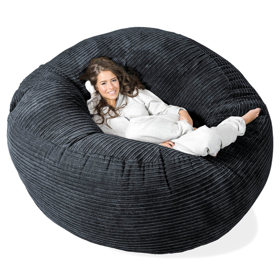 Pouf Sacco Gigante XXXL 'Mega Mammut' - Velluto a Coste Nero 01