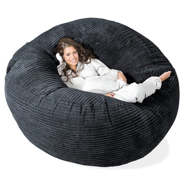 Pouf Sacco Gigante XXXL 'Mega Mammut' - Velluto a Coste Nero 01