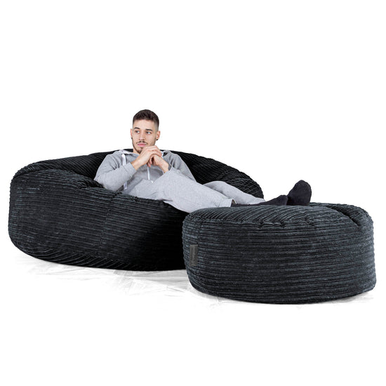 Pouf Sacco Gigante XXXL 'Mega Mammut' - Velluto a Coste Nero 02
