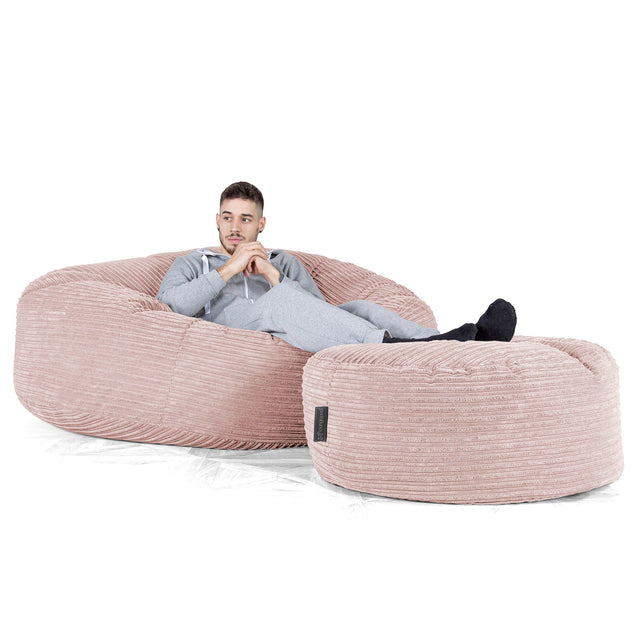 Pouf Sacco Gigante XXXL 'Mega Mammut' - Velluto a Coste Rosa Cipria 02