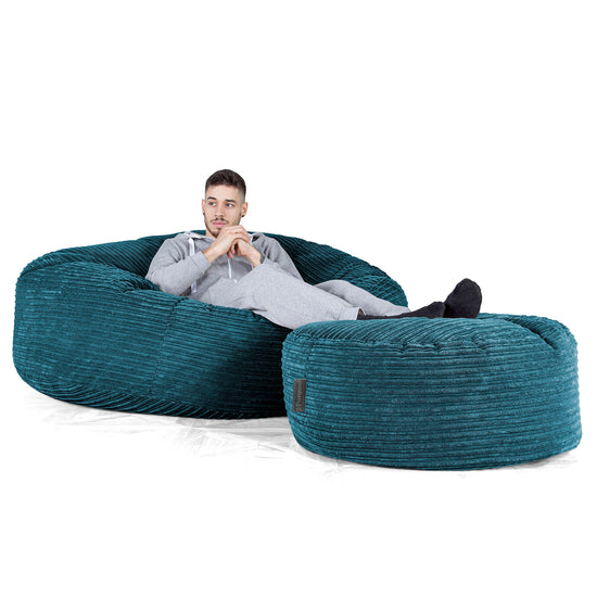 Pouf Sacco Gigante XXXL 'Mega Mammut' - Velluto a Coste Tiglio 02