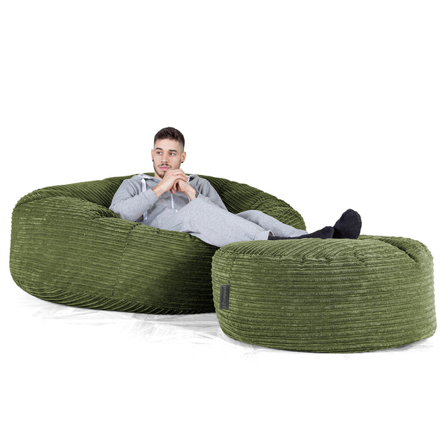 Pouf Sacco Gigante XXXL 'Mega Mammut' - Velluto a Coste Verde Foresta 02
