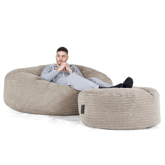Pouf Sacco Gigante XXXL 'Mega Mammut' - Velluto a Coste Visone 02