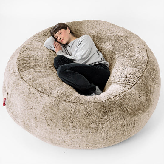 Pouf Sacco Gigante XXXL 'Mega Mammut' - Eco-pelliccia di Coniglio Marrone dorato 01