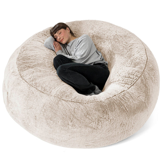 Pouf Sacco Gigante XXXL 'Mega Mammut' - Eco-pelliccia di Coniglio Marrone dorato 01