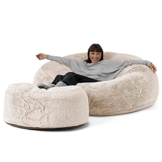 Pouf Sacco Gigante XXXL 'Mega Mammut' - Eco-pelliccia di Coniglio Marrone dorato 02