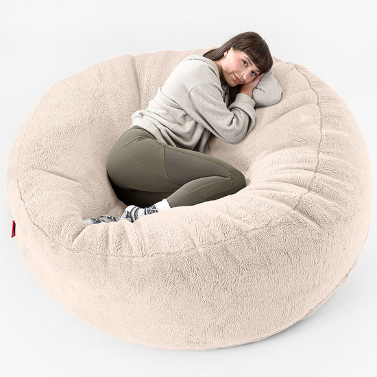 Pouf Sacco Gigante XXXL 'Mega Mammut' - Eco-pelliccia Orsacchiotto Panna 01