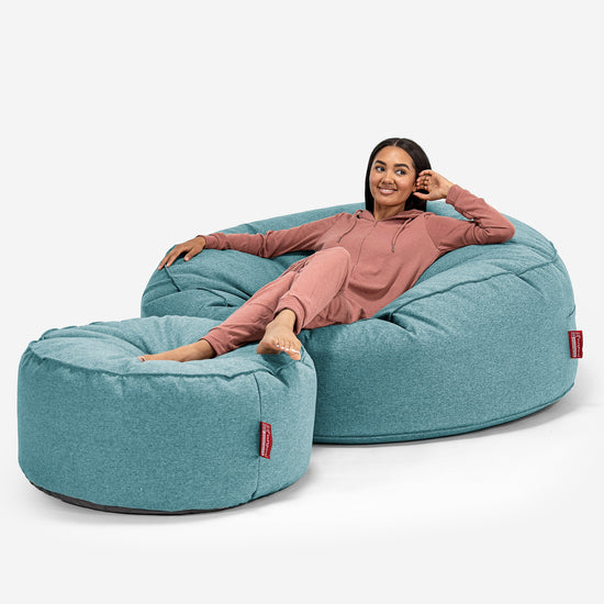 Pouf Sacco Gigante XXXL 'Mega Mammut' - Tessuto in Lana Interalli Acqua_02