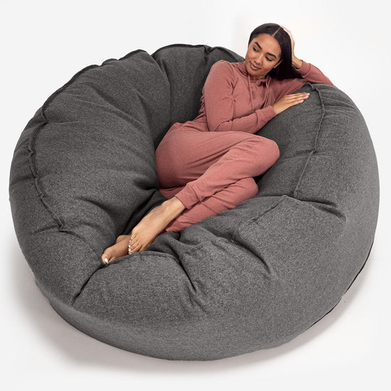 Pouf Sacco Gigante XXXL 'Mega Mammut' - Tessuto in Lana Interalli Grigio_01