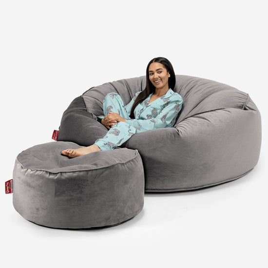 Pouf Sacco Gigante XXXL 'Mega Mammut' - Velluto Argento_02