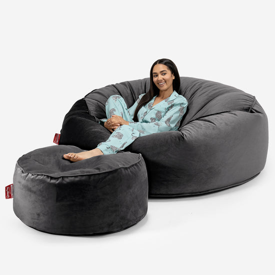 Pouf Sacco Gigante XXXL 'Mega Mammut' - Velluto Grafite_02