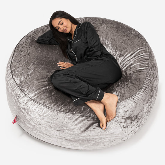 Pouf Sacco Gigante XXXL 'Mega Mammut' - Velluto Vintage Argento 01