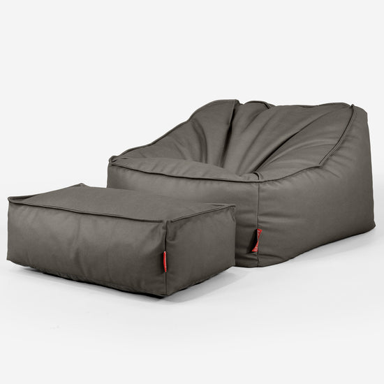 Sedia Pouf Sacco Sloucher - Pelle Vegana Grigio 02