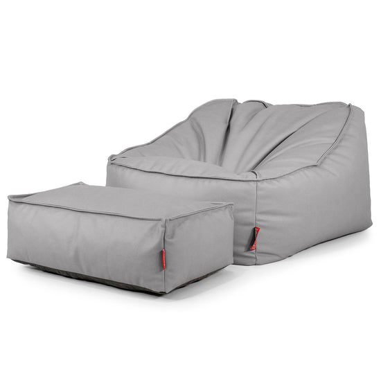 Sedia Pouf Sacco Sloucher - Pelle Vegana Grigio 02