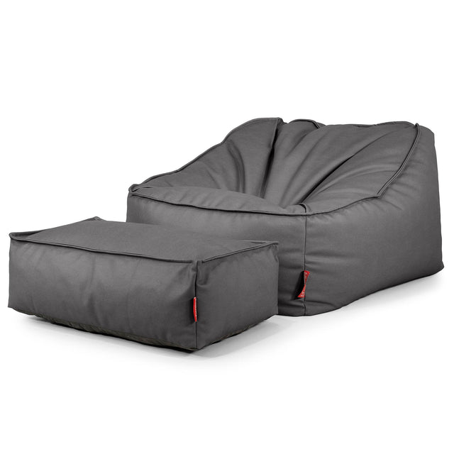 Sedia Pouf Sacco Sloucher - Pelle Vegana Grigio 02